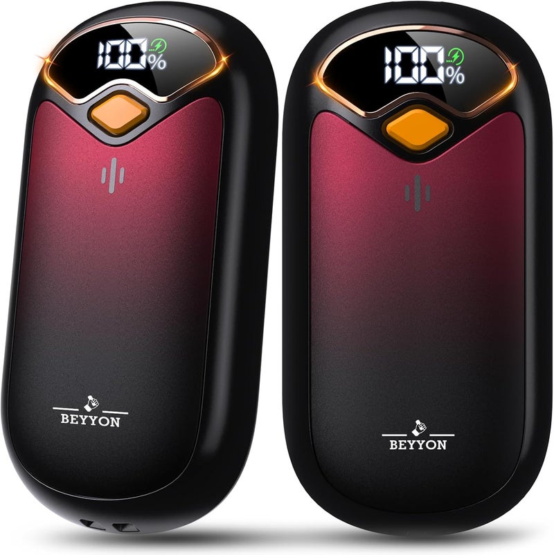 BEYYON B Hand Warmers Rechargeable - Electric Hand Warmer Rechargeable 2 Pack, LED Digital Display, 4 Heat Levels Reusable, USB, Magnetic Portable Handwarmers for Golf/Camping/Hunting, Gift for Women, Men - Image 1